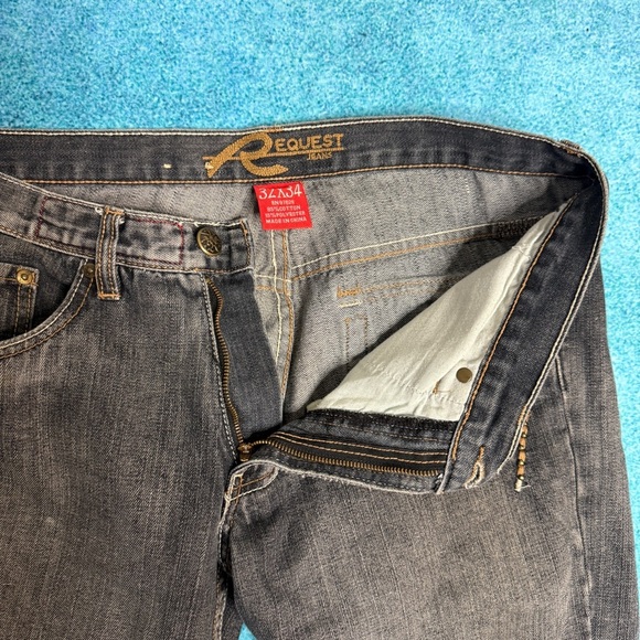 Vintage Y2K Request Jeans Men’s 32x34 Straight Leg Dark Wash Denim Stitched 2000 - Picture 8 of 16